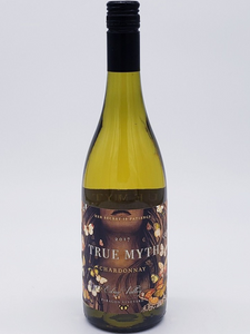 Golden glass wine bottle with a black label with butterflies