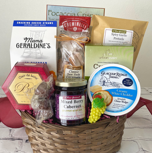 Brown oval basket displaying 