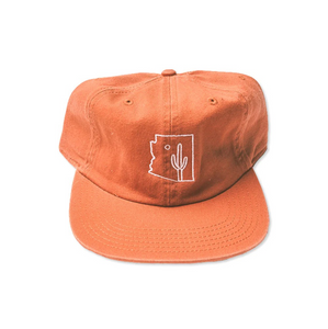 Deep orange cap with Arizona outline stitched in white