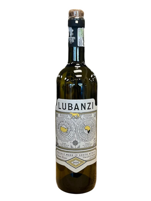 Glass wine bottle with white label