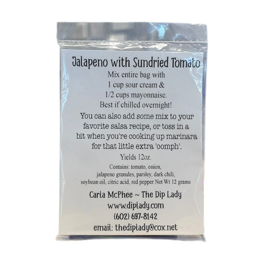 White rectangular card with black lettering showing the flavor of the dip with instructions for mixing White rectangular card with black lettering showing the flavor of the dip with instructions for mixing