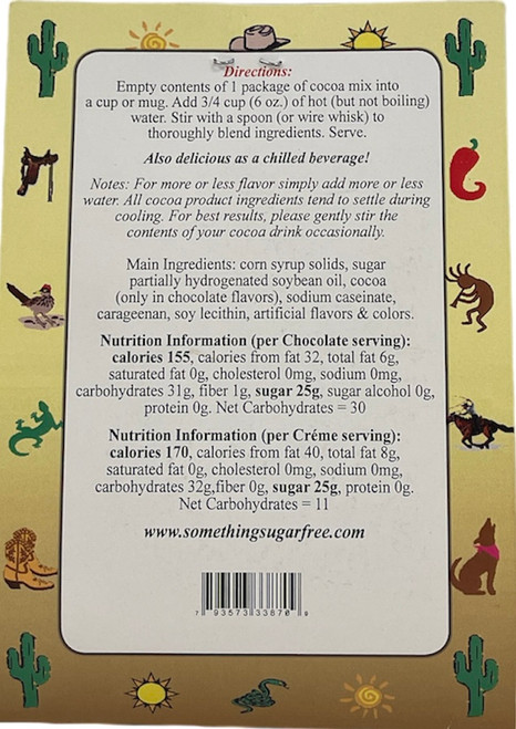 Back of cardboard with directions, notes, ingredients, and nutritional information.