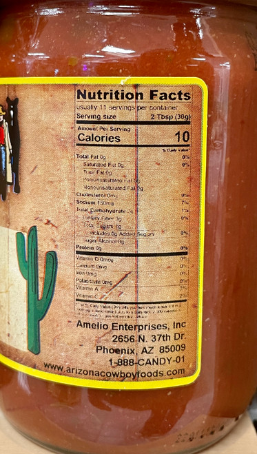 Side of jar with nutrition facts.
