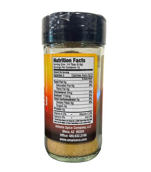 Side view of jar with nutritional information label