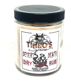 Clear jar with black cap, white label with black and red lettering 