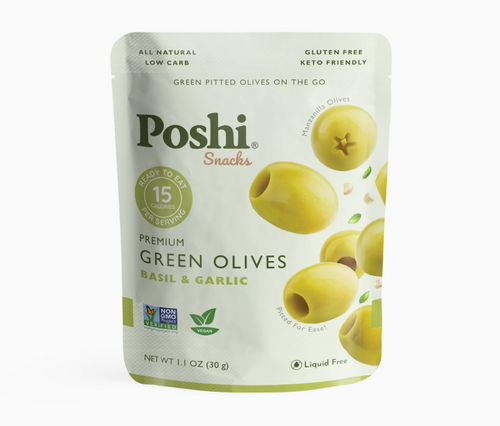 Basil & Garlic Pitted Green Olives 1.1oz