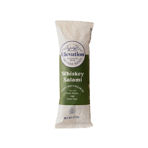 Oblong off-white paper packaging with green front label and white lettering