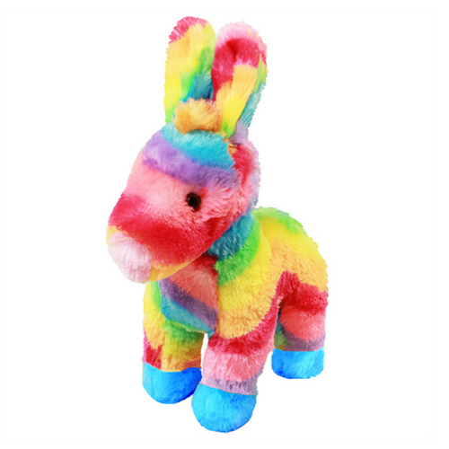 Plush donkey in the bright colors of a pinata