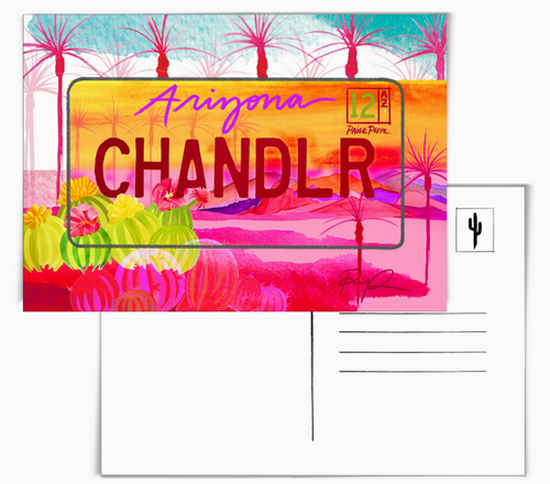 water color Chandler license plate postcard