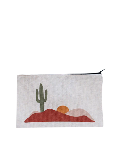 rectangular cosmetic bag with sedona landscape in tan and brown