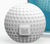 Close up of white round golf ball designed ice mod