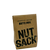 Brown paper bag rolled down at the top with "Nut Sack" printed in bold black ink, a stamp style font. 