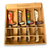 Four spreaders with handles shaped as cowboy boots in red, light brown, dark brown and white with brown. In a light brown gift box.