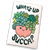 White rectangular magnet with drawing of succulents in a bowl with a smiley face and letting in black.