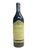 Dark glass wine bottle with yellow front label with green lettering and vines