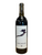 Dark glass wine bottle with white front label with image of a woman flying
