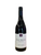 Dark glass wine bottle with a white label and black lettering