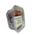 Square plastic container revealing blueberry yogurt covered pretzels with a blue, yellow, and red lid.
