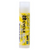 White plastic tube with yellow label with black lettering