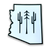 Arizona state shaped white sticker with cactus in black