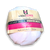 Round bath bomb wrapped in light pink paper packaging with tan paper wrapping for a label with dark pink writing