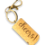 Tan wine cork with 'cheers!' in black lettering and keychain