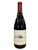 Dark glass wine bottle with off white label and black lettering and silhouette of three cowboys  