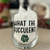 Clear stemless wine glass with the saying "What the Fucculent" and a small green succulent plant