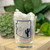 Clear glass with outline of Arizona in navy blue and small saguaro cactus.