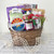 Close up of basket with products standing up in it. Close up of basket with products standing up in it.