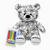 White plush teddy bear cactus with black outlined Arizona flags, Route 66 signs and cacti with package of four coloring markers