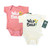 A light tan and a salmon colored infant onsies with "wild child" printed in black lettering and small yellow and green flowers