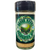 Clear plastic bottle with black cap and black and green label