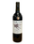 Dark glass wine bottle with light tan front label with image of two dogs laying down.