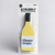 Yellow and white wine bottle shaped sponge on a white cardboard display