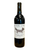 Dark glass wine bottle with white front label with image of terrier dog