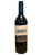 Dark glass wine bottle with tan front label with image of hills