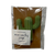 Green saguaro cactus soap on brown background wrapped in clear plastic with small white label 