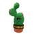 plush prickly pear cactus in a terra cotta plush pot. With two eyes, a smile, and 3 flowers