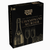 black box with gold writing "Murder Mystery Party: Champagne Murder"
Sketch drawing of a champagne bottle and two champagne flutes