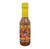 thin glass bottle with red liquid (hot sauce) inside and a yellow top. the label reads "Sting N Linger" in yellow font with a picture of a scorpion wearing a cowboy hat thin glass bottle with red liquid (hot sauce) inside and a yellow top. the label reads "Sting N Linger" in yellow font with a picture of a scorpion wearing a cowboy hat