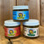 Stack of three different flavors of relish