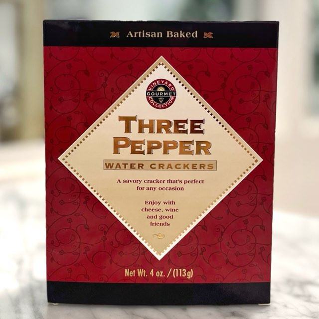 Three Pepper Water Crackers 4oz d'Vine Gourmet