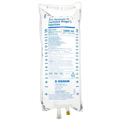 Lactated Ringer's / Dextrose IV Solution 5% 1000mL 12/Flex Cont