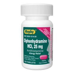 Diphenhydramine (Benadryl) 25mg Tabs 100/Bottle