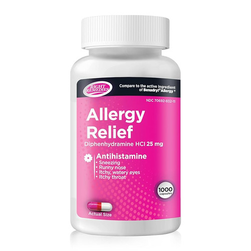 Diphenhydramine 25mg Capsule 1000/Bottle