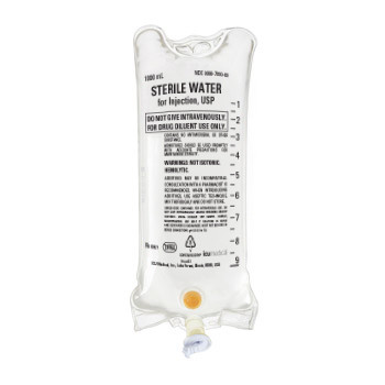 Sterile Water IV Solution 1000mL 12/Flex Bag