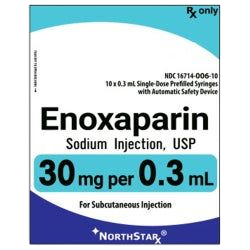 Enoxaparin Sodium Injection PF 30mg/0.3mL 10/Syringe