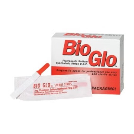 Bioglo Ophth Test Strip Fluorescein Sodium 1mg 100/Strips