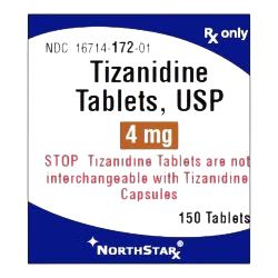 Tizanidine HCL 4mg Tablet 150/Bottle